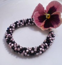 Kumihimo Bracelet.Pink.Black